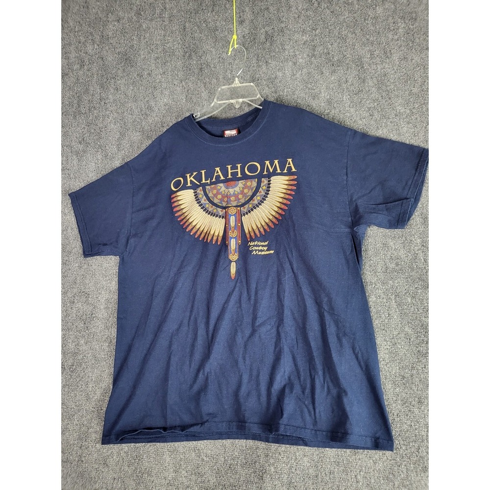 Vintage‎ Sportex Oklahoma National Cowboy Museum Shirt Men XL Navy Headdress USA
